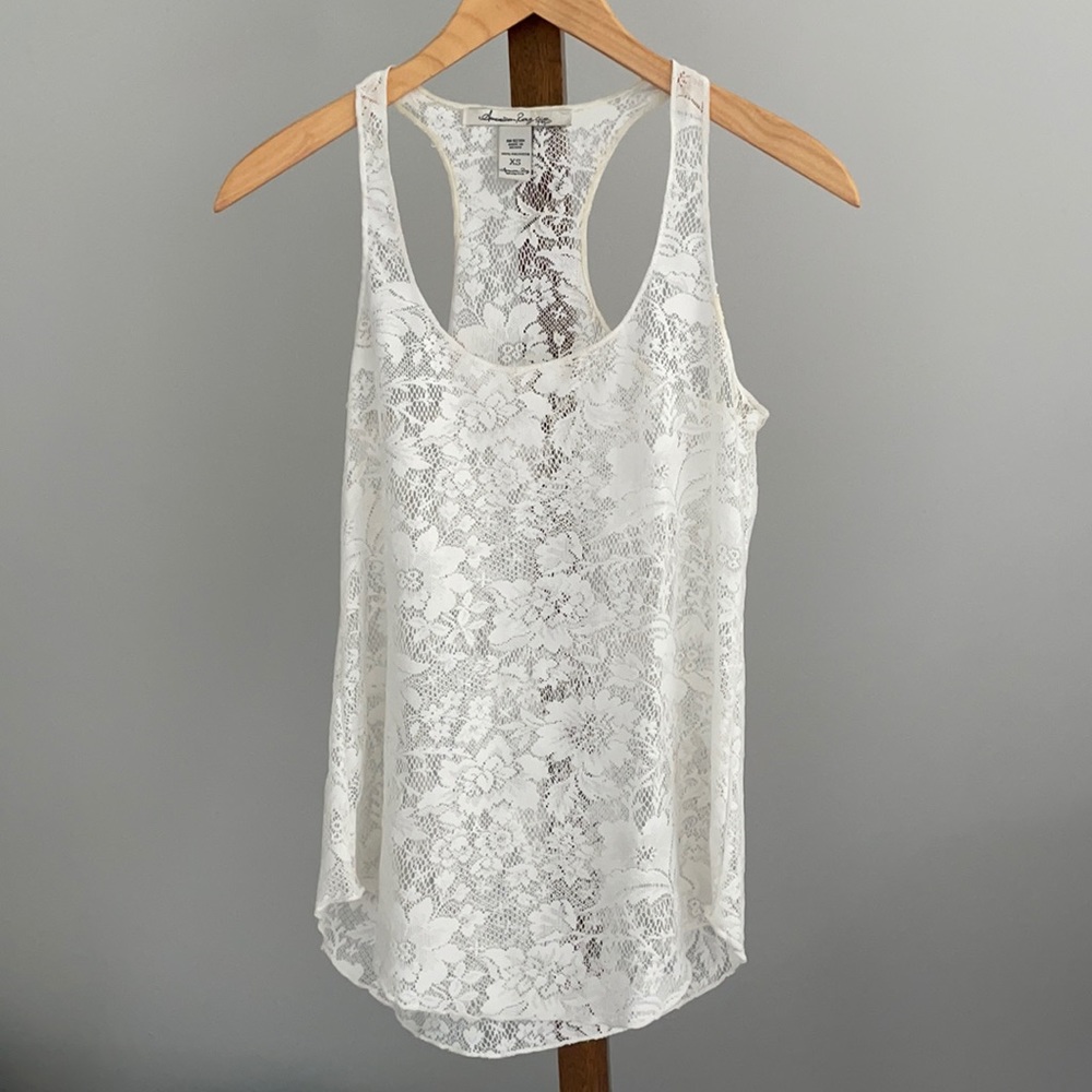 American Rag cream white lace tank top